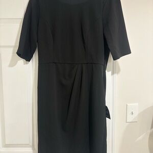 Lulu's Black Midi Sheath Dress with Short Sleeves